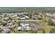 An aerial view of community amenities, showcasing a pool, tennis courts, and meticulously landscaped grounds at 3106 Heron Shores Dr, Venice, FL 34293