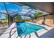 Inviting screened pool area featuring comfortable outdoor seating and lush landscaping at 3123 David St, Punta Gorda, FL 33982