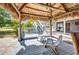 Cozy tiki hut with comfortable seating, offering shade and relaxation near the house and overlooking the lush yard at 29324 Leah Rd, Punta Gorda, FL 33982