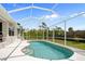 Enjoy the outdoor with the screened-in pool in this beautiful backyard at 13235 Essman Ave, Port Charlotte, FL 33953