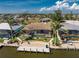 Waterfront home featuring a private pool, lush landscaping, and convenient dock access to the canal at 15762 Aqua Cir, Port Charlotte, FL 33981