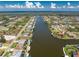 Stunning aerial view showcases waterfront homes lining the canal in a vibrant coastal community at 15762 Aqua Cir, Port Charlotte, FL 33981