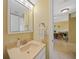Comfortable bathroom with a vanity, sink, and mirror, next to the dining room at 175 Kings Hwy # 226, Punta Gorda, FL 33983