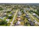 Expansive aerial neighborhood view with single-Gathering homes, mature trees, and clear blue skies at 558 Azalea Drive, Port Charlotte, FL 33952