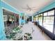Enclosed lanai with fans, dining set, and open access to the exterior at 931 Juno Dr, Punta Gorda, FL 33950