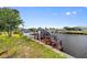 Wooden dock extending into the canal, great for boating and enjoying waterfront living at 21169 Edgewater Dr, Port Charlotte, FL 33952