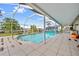 Enjoy this screened-in pool with a clear view of the waterfront and surrounding greenery at 21169 Edgewater Dr, Port Charlotte, FL 33952