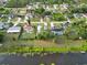 An aerial view of a canal community features waterfront homes with mature landscaping at 2776 Tusket Ave, North Port, FL 34286