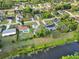 An aerial view of a canal community shows waterfront homes and well-manicured lawns at 2776 Tusket Ave, North Port, FL 34286