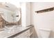 Bathroom features a vessel sink, wood accents, and a shower with glass door at 6329 David Blvd, Port Charlotte, FL 33981
