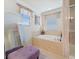 Relaxing bathroom with soaking tub, large mirror, and natural light at 11663 Anhinga Ave, Venice, FL 34292