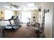 Community gym with treadmills, elliptical machine, weight rack, fans, TV, and mirrors for a complete workout space at 24141 Green Heron Dr # 23, Punta Gorda, FL 33980