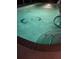Outdoor pool features dolphin mosaics, enhancing the ambiance of relaxation and recreation at night at 719 Ellicott Nw Cir, Port Charlotte, FL 33952