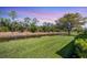 A scenic view of the backyard and canal is showcased, framed by lush greenery and mature trees at 2508 Magnolia Cir, North Port, FL 34289