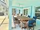 Charming outdoor dining area with ample seating and serene views of the pool and backyard at 6308 Grove Blvd, Punta Gorda, FL 33982