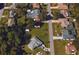 Aerial view of a property featuring a private pool in a tranquil, residential neighborhood at 18459 Inwood Ave, Port Charlotte, FL 33948