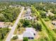 Wide aerial perspective of a home set within a lush, green neighborhood with tree-lined streets and community charm at 2685 Nanette Ln, North Port, FL 34286