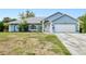 Charming, one story home with a white garage door, arched entry, and well-maintained lawn at 2685 Nanette Ln, North Port, FL 34286
