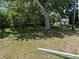 This backyard features a lawn with sparse vegetation and an electrical box at 805 S Green Cir, Venice, FL 34285