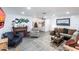 Spacious living room with fireplace, stylish decor, and neutral color palette and lots of seating at 11105 Pendleton Ave, Englewood, FL 34224