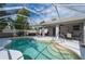 Backyard pool with screened enclosure and covered patio with an outdoor dining area at 1773 Portage St, North Port, FL 34287