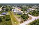Aerial view showing the property in a quiet, residential neighborhood with lush landscaping at 1816 Braddock Ave, North Port, FL 34288
