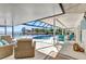 This screened patio features ample seating with a beautiful view of the water and pool at 3016 Curry Ter, Port Charlotte, FL 33981