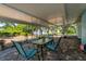 Back porch with table with an airy view of the large grassy backyard at 3175 Lakatos St, North Port, FL 34286