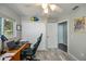 Bedroom with vinyl floors, closet, fan and window with a view at 3175 Lakatos St, North Port, FL 34286
