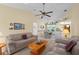 Inviting living room with neutral tones, fan, and comfortable seating area at 4461 La France Ave, North Port, FL 34286