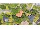 A high angle view of a single story house surrounded by mature trees and manicured lawns at 1102 Hunt Club Ln, Valrico, FL 33594