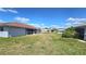 Well-maintained backyard showcasing lawn, neighboring homes, and landscaping, perfect for outdoor enjoyment at 18519 Alphonse Cir, Port Charlotte, FL 33948