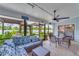 Screened patio with cozy furniture and a dining table for ultimate relaxation and outdoor gatherings at 949 Springview Nw Ave, Port Charlotte, FL 33948