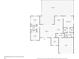 Outlined floor plan displaying the dimensions of rooms and the connections between the kitchen, bedrooms, and living areas at 1 Goldenrod Dr, Placida, FL 33946