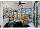 Bright sunroom featuring comfortable seating and expansive water views at 10580 Poughkeepsie Cir, Port Charlotte, FL 33981