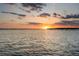 Sunset view from the water showing the horizon line and a pier on the water at 2107 4Th Street W Ct, Palmetto, FL 34221