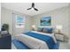 Serene main bedroom featuring stylish decor and a serene color palette of blues and whites at 6245 Alhambra Ave, North Port, FL 34291