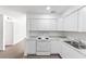 Bright kitchen featuring white cabinets, marbled countertops, and modern appliances at 815 Papaya Dr, Tampa, FL 33619