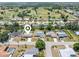 Aerial view shows the property's location in a quiet suburban neighborhood with mature trees and manicured lawns at 218 Parkview Dr, Venice, FL 34293