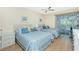 Bright bedroom featuring two twin beds, wood flooring, and sliding glass doors at 22375 Edgewater Dr # 128, Port Charlotte, FL 33980