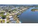 Wide aerial view showcasing a residential community along a scenic waterway at 318 Spring Lake Nw Blvd, Port Charlotte, FL 33952