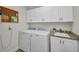 The laundry room features a new washer and dryer, storage and a sink at 526 Allen St, Punta Gorda, FL 33950