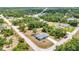 Aerial view of single Gathering home with a private pool in a neighborhood with lush trees at 3104 Garbett Ter, North Port, FL 34288