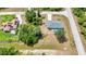 Aerial view of a single-Gathering home with a screened pool and spacious yard in a residential neighborhood at 3104 Garbett Ter, North Port, FL 34288