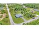 Drone image showing the property from above with landscaping, pool, lush trees and proximity to roads at 3104 Garbett Ter, North Port, FL 34288