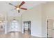Bright foyer features a ceiling fan and glass double doors at 1856 Nuremberg Blvd, Punta Gorda, FL 33983