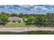 Aerial view of houses with screened patios and a pond at 2087 Lynx Run, North Port, FL 34288