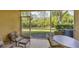 Screened lanai overlooking lush backyard landscaping and private views at 1215 Jonah Dr, North Port, FL 34289
