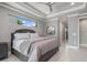Comfortable bedroom with a tray ceiling, soft lighting, and minimalist décor at 1330 Mineo Dr, Punta Gorda, FL 33950