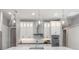 Modern kitchen showcasing sleek white cabinets, stainless steel appliances, and stylish pendant lighting at 1330 Mineo Dr, Punta Gorda, FL 33950